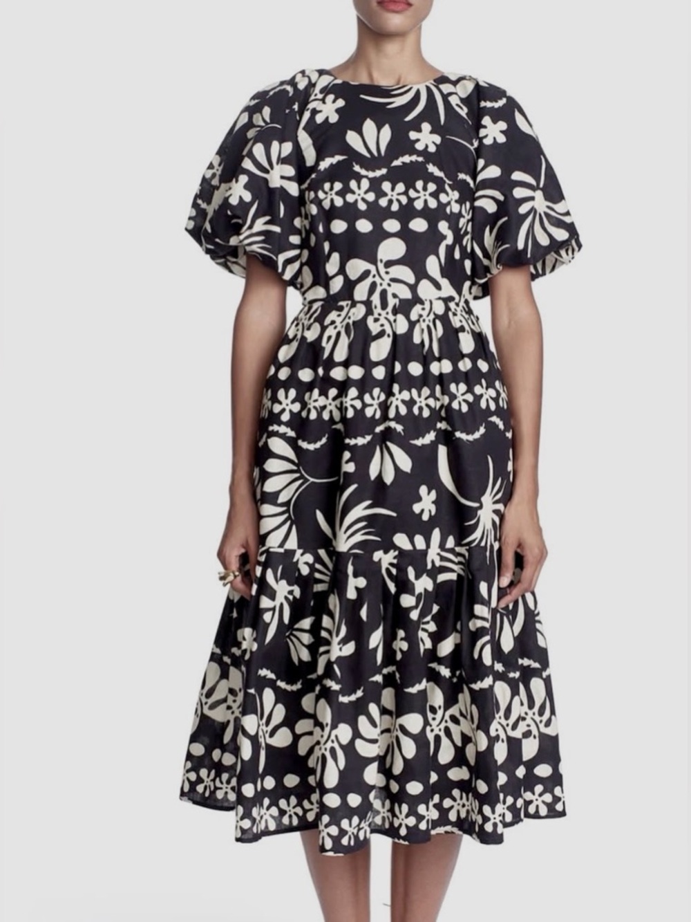 COREY LYNN CALTER TRUDY Cottagecore DRESS black & white